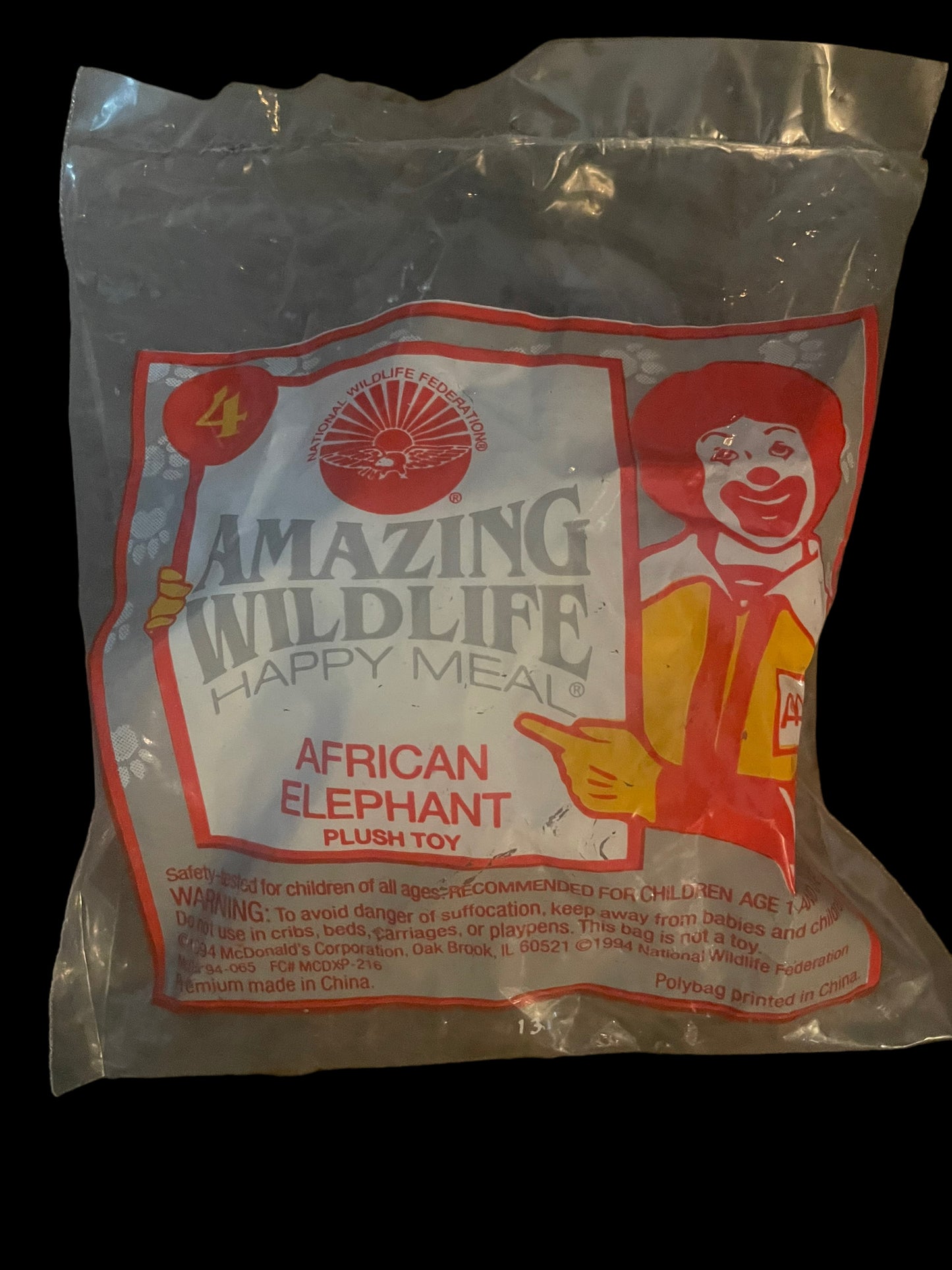 1994 Amazing Wildlife African Elephant McDonald's Happy Meal Toy