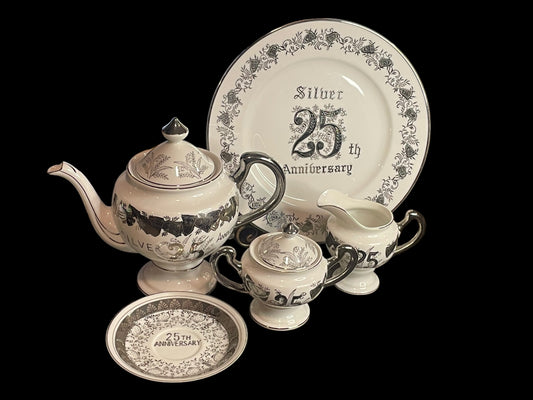 Vintage Japan Fine Decorative Silver 25th Anniversary Set