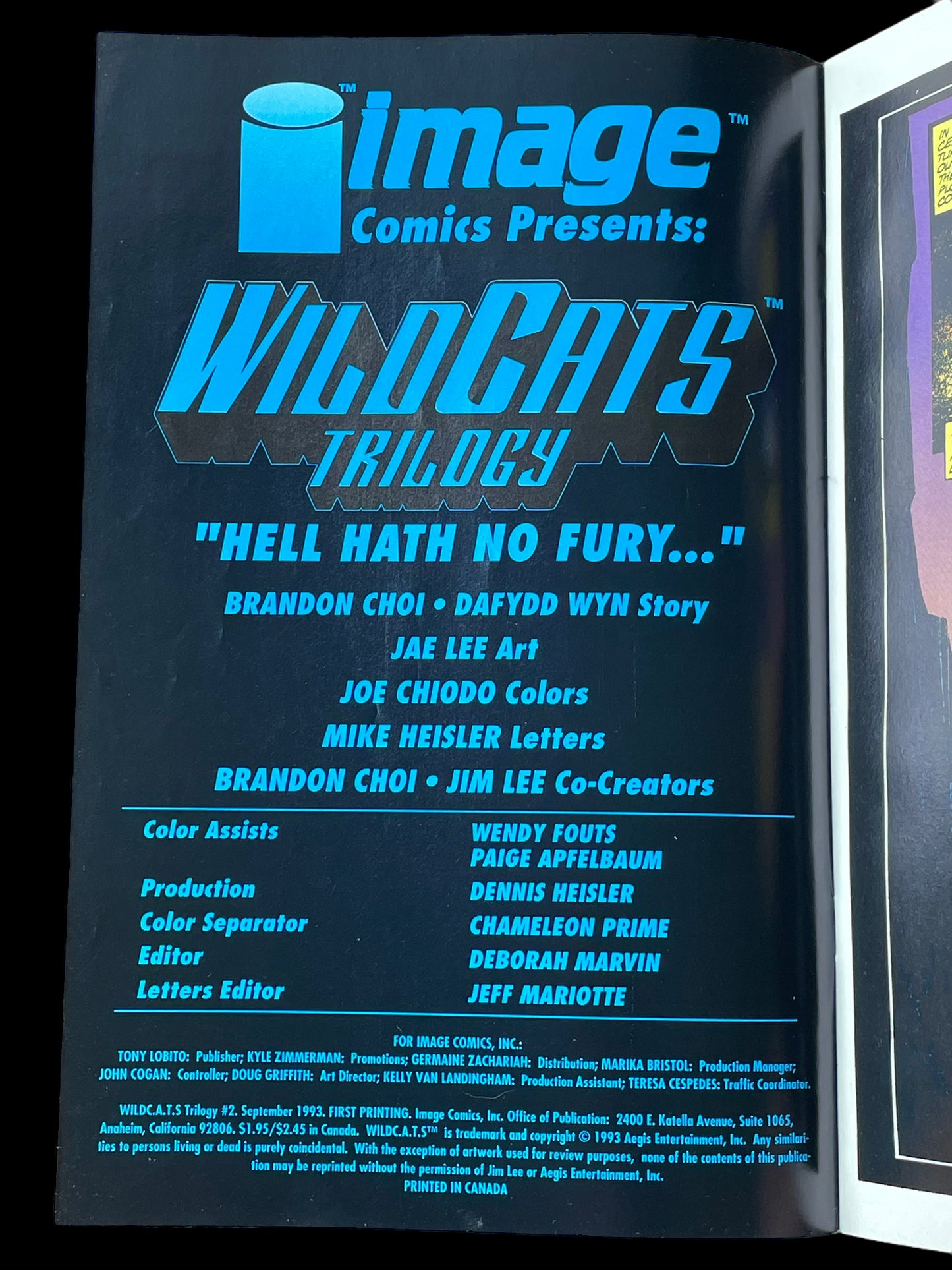 WILDC.A.T.S Trilogy #2 Sept 1993 Image Comics Book