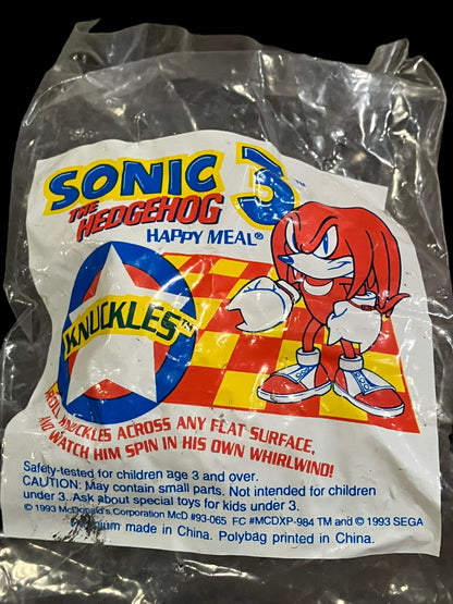 1993 Sonic 3 Knuckles McDonald's Happy Meal Toy