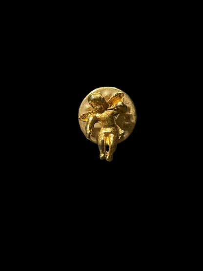 Vintage Gold Tone Winged Angel Cherub Tie Tack Pin