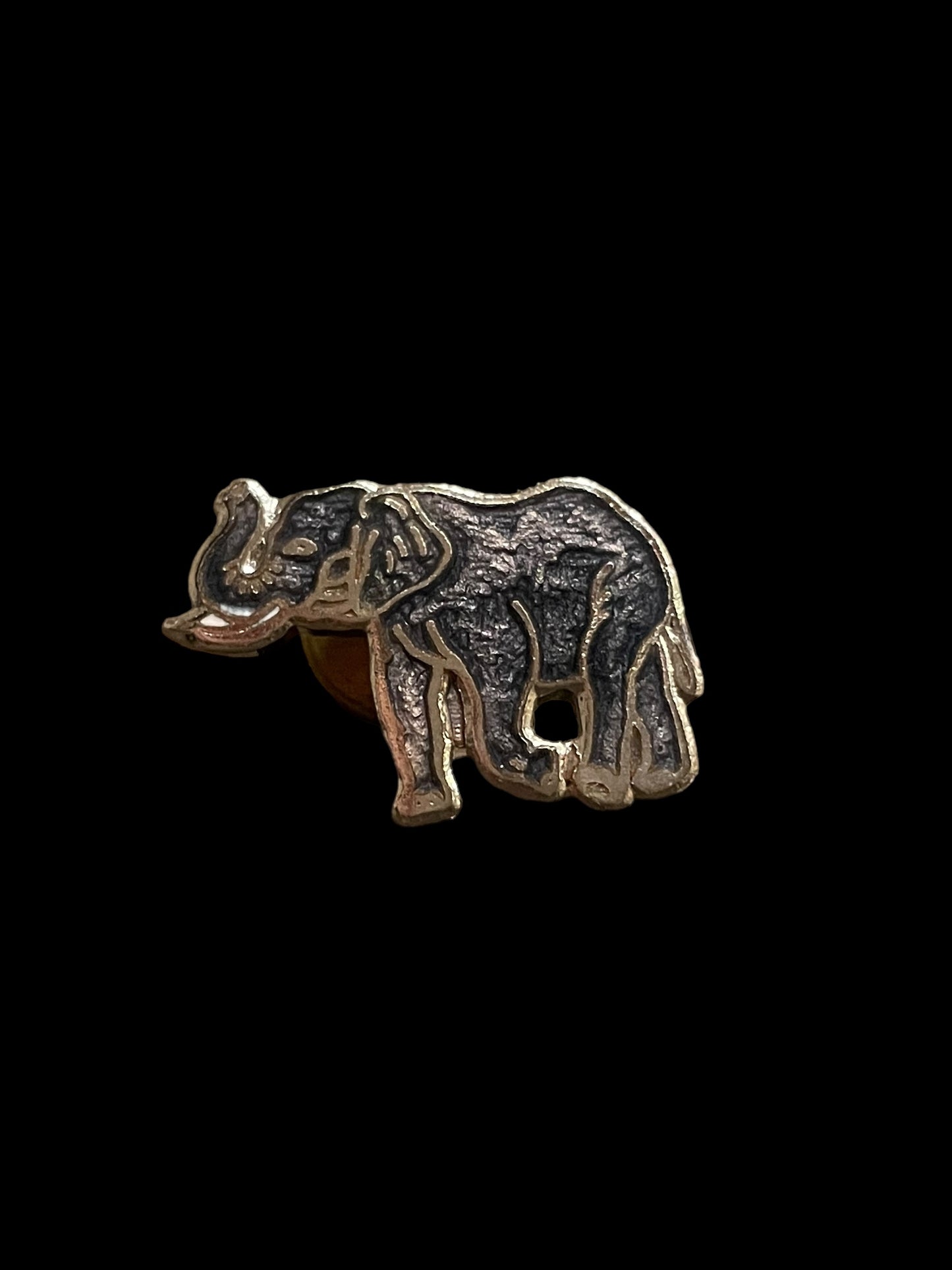 Vintage Gray Metallic Elephant with Gold Lining Brooch Pin or Tie Tack