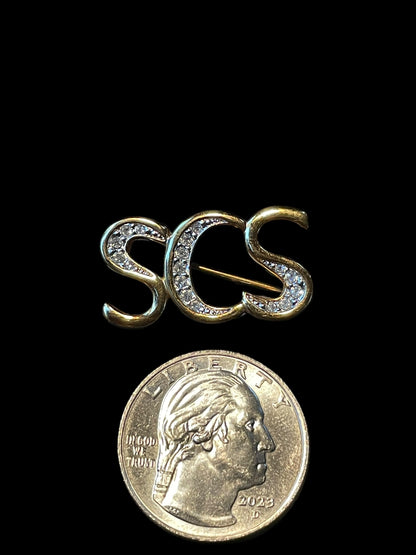 1991 Gold Tone Swarovski Collectors Society SCS Crystal Brooch Pin Retired