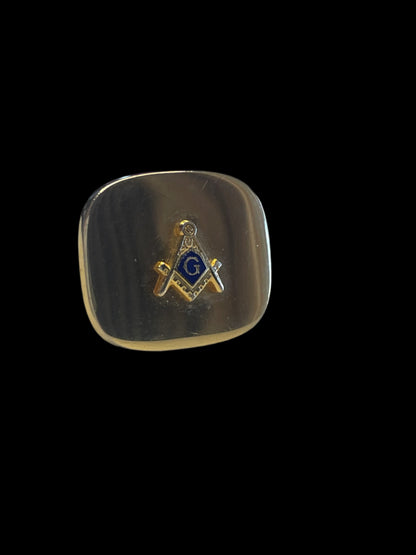 One Men Gold Tone Freemason Masonic Cufflink Vintage