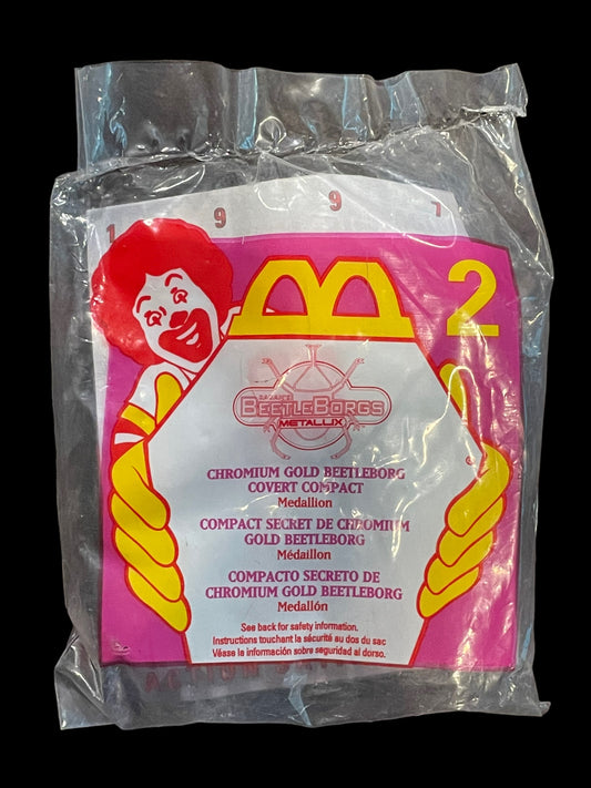 1996 BeetleBorgs Metallix Chromium Gold BeetleBorg Covert Compact McDonald's Happy Meal Toy