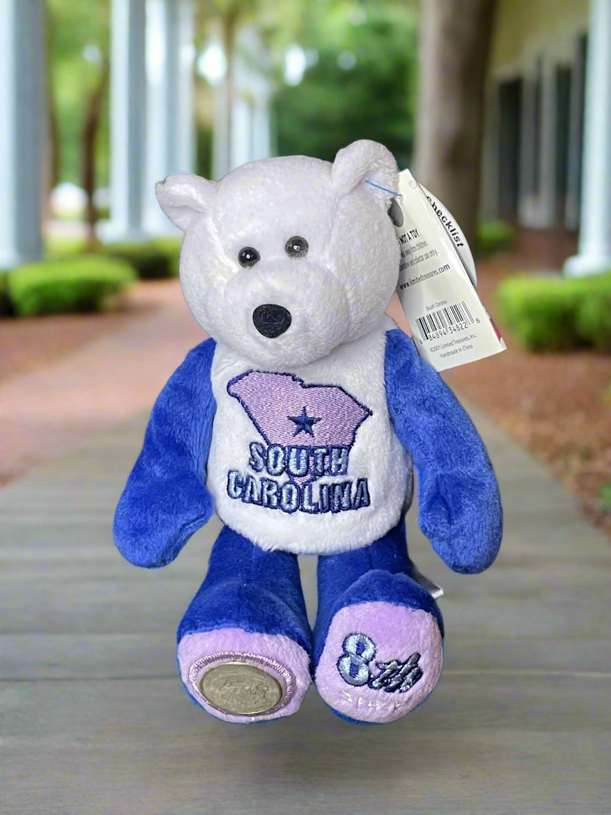 2000 Limited Treasures South Carolina State Quarter Coin Bean Bear Plush