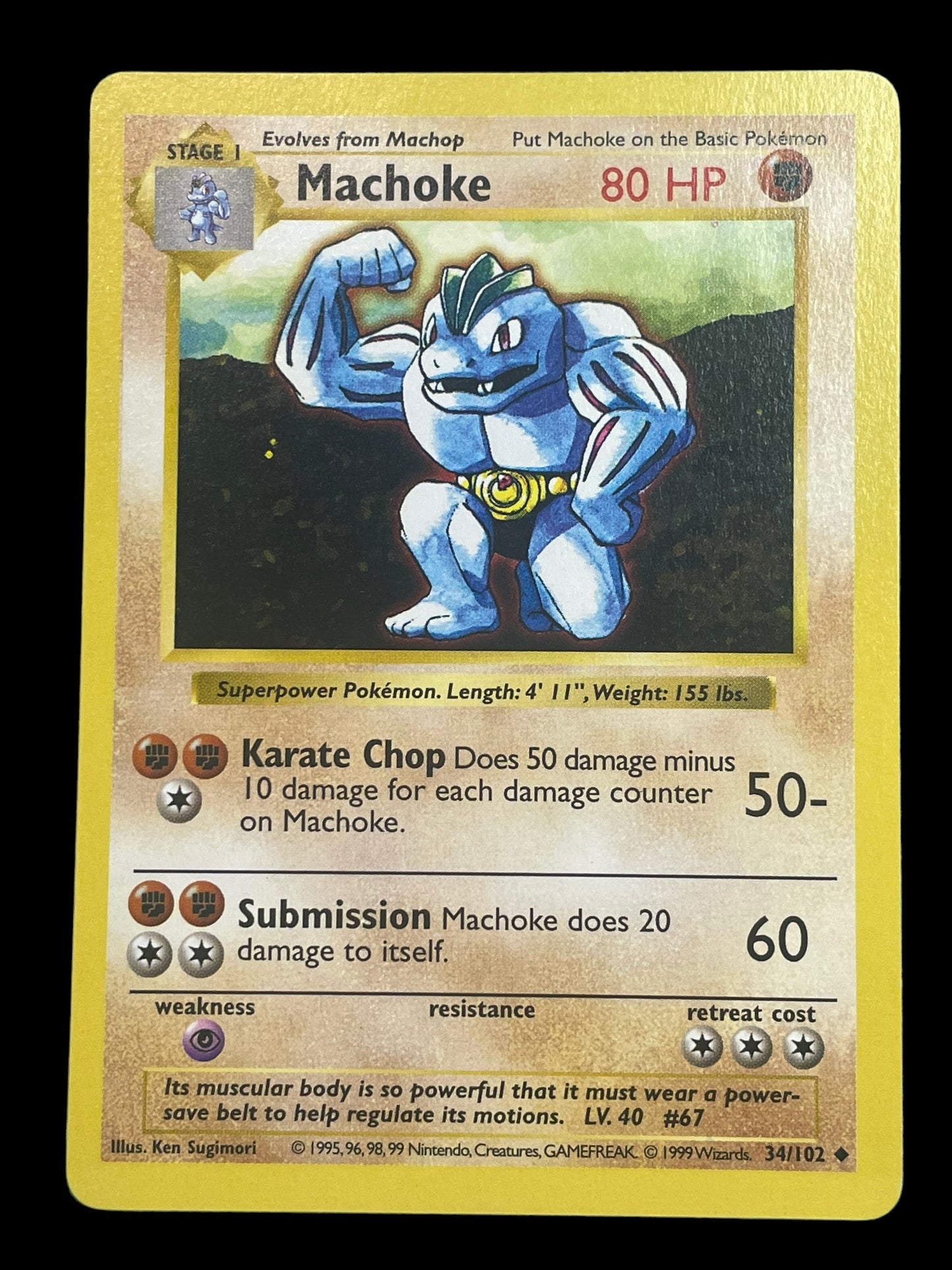 Machoke Shadowless #34 Pokemon Base Set Graded MINT 9