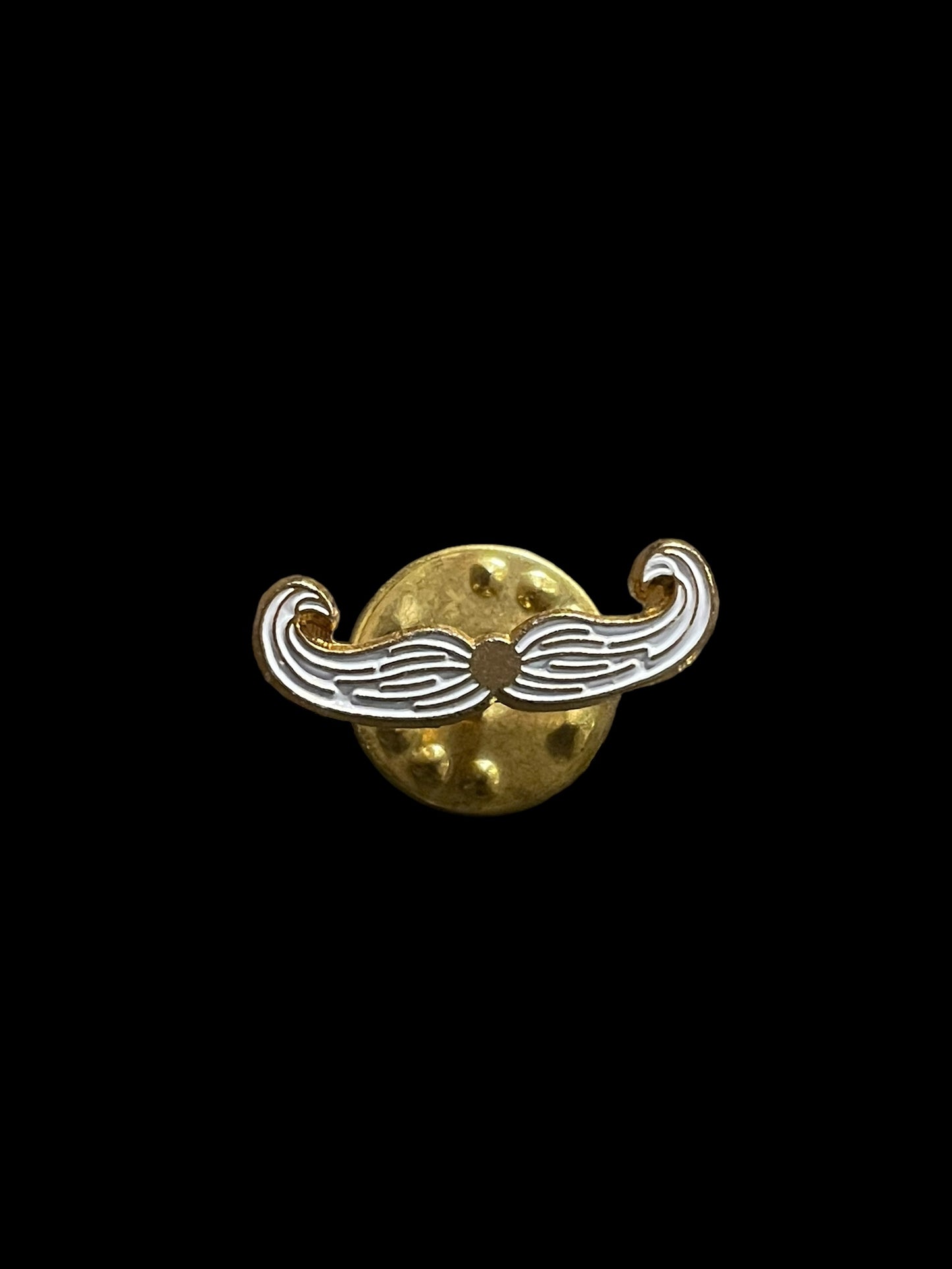 Mini White and Gold Tone Mustache Enamel Brooch Pin