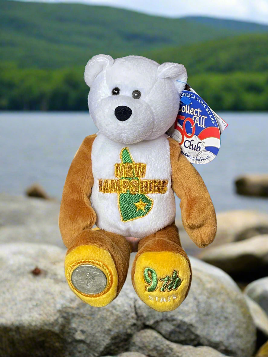 2000 Limited Treasures New Hampshire State Quarter Coin Bean Bear Plush