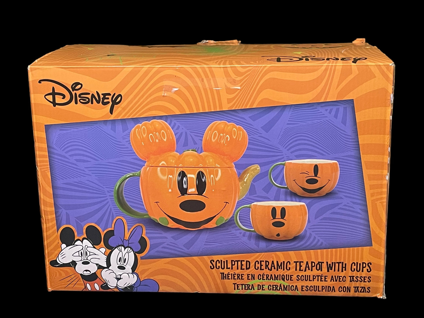 Disney Bioworld Sculpted Ceramic Mickey Pumpkin Tea Set