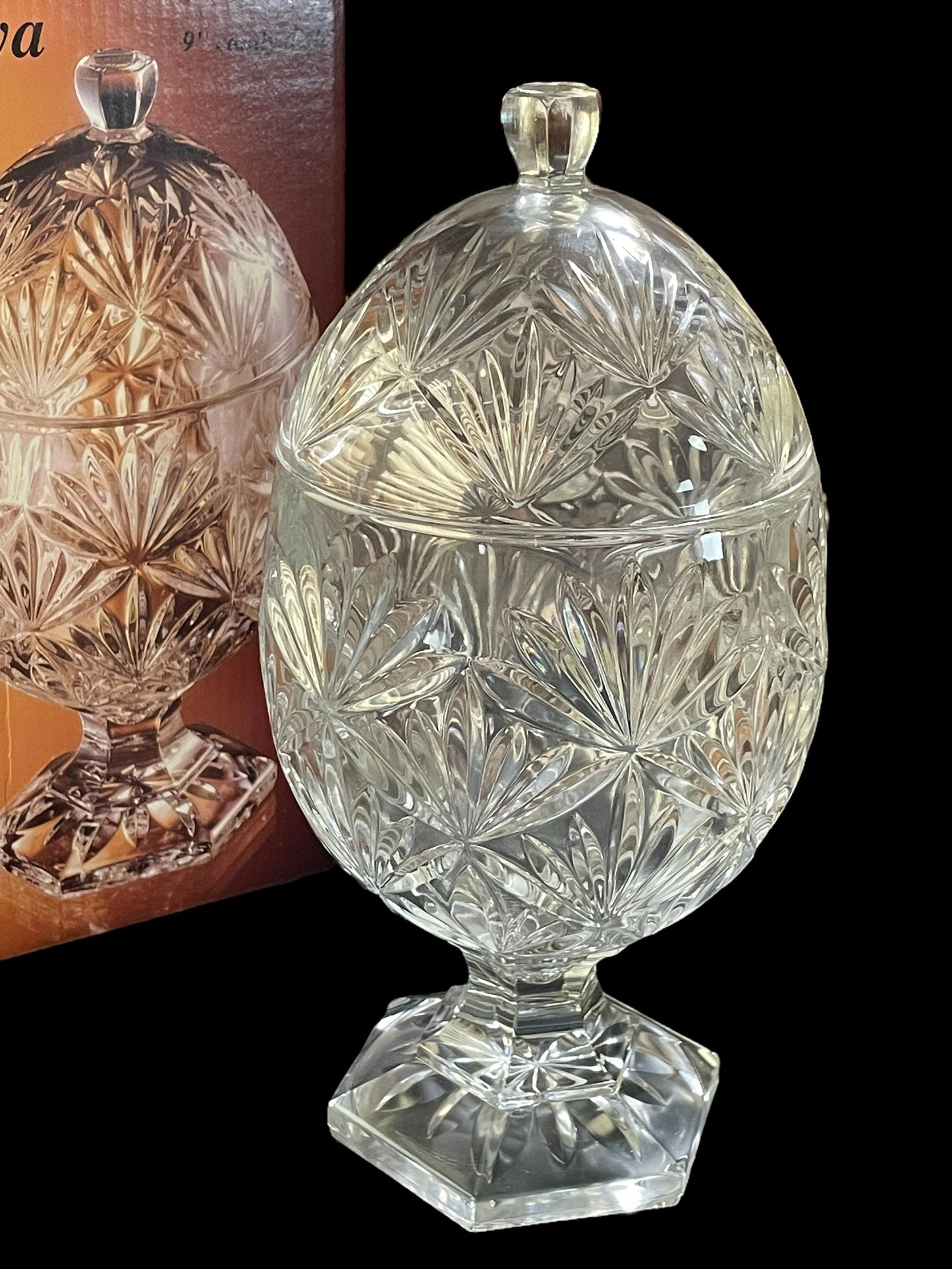 Katya Luminarc Crystal 9" Domed Lidded Egg Candy Dish New