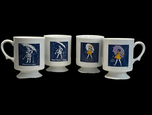 Vintage Morton Salt Coffee or Tea Mugs Set of 4 1912, 1914, 1956 & 1972