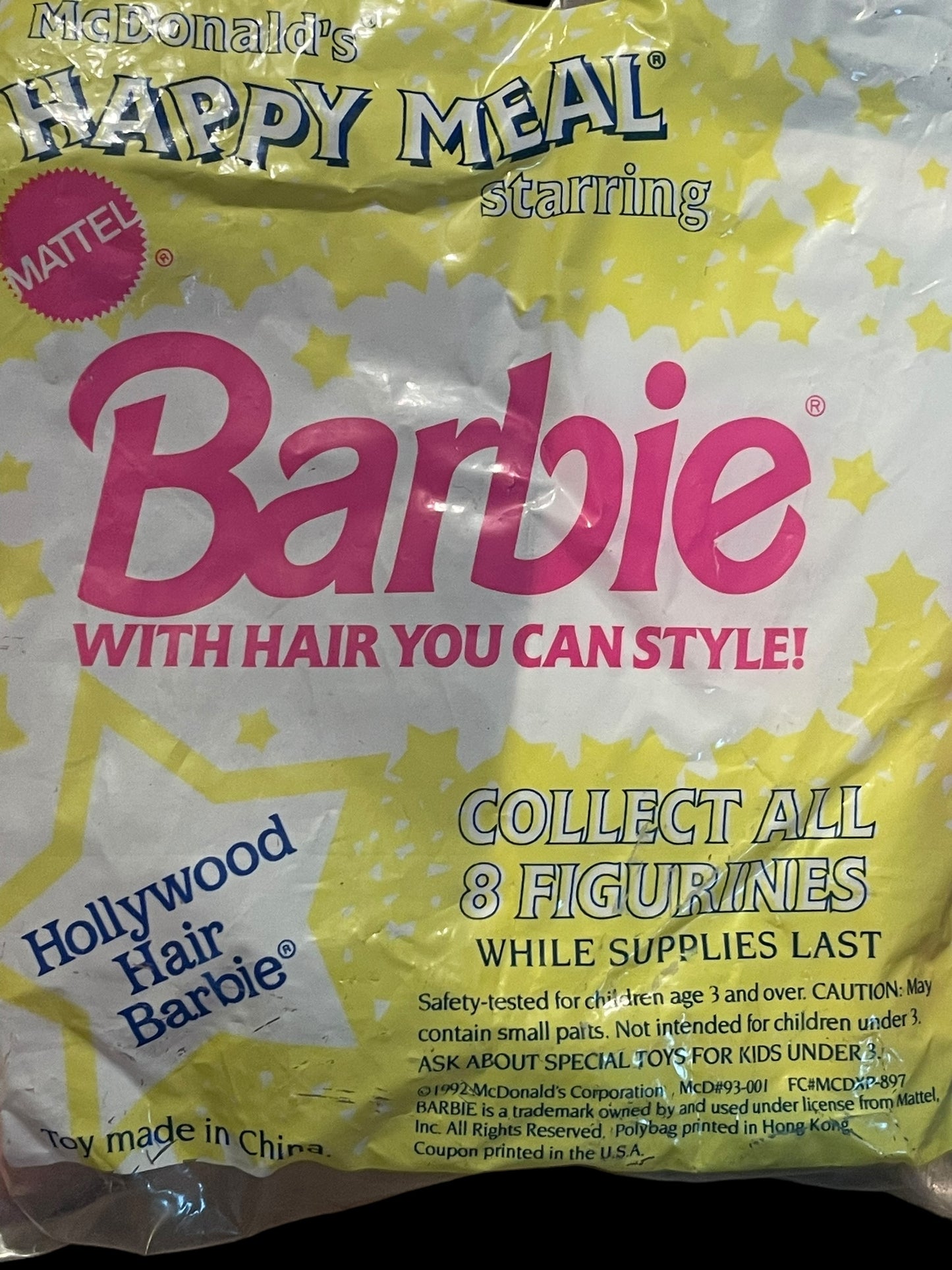 1992 Barbie Hollywood Hair Barbie McDonald's Happy Meal Toy