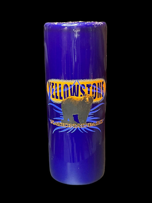 Yellowstone National Park Blue Glazed Ceramic Tall Shot Glass