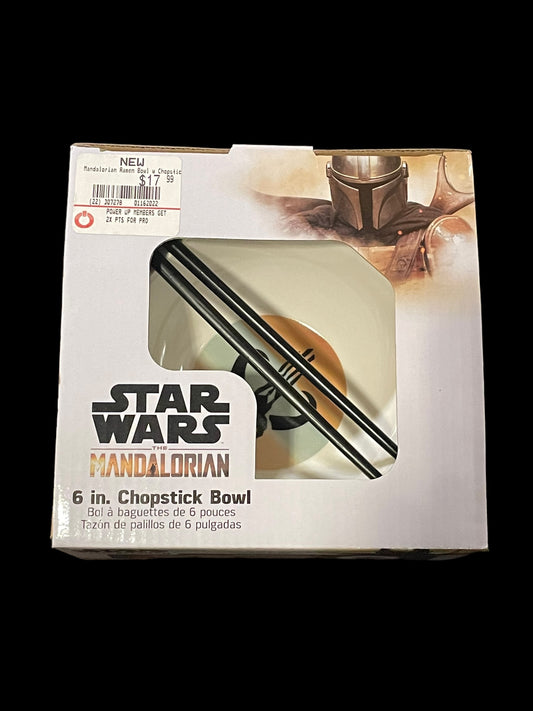 Star Wars The Mandalorian Din Djarin Ceramic Ramen Bowl W/ Chopsticks 6 inches