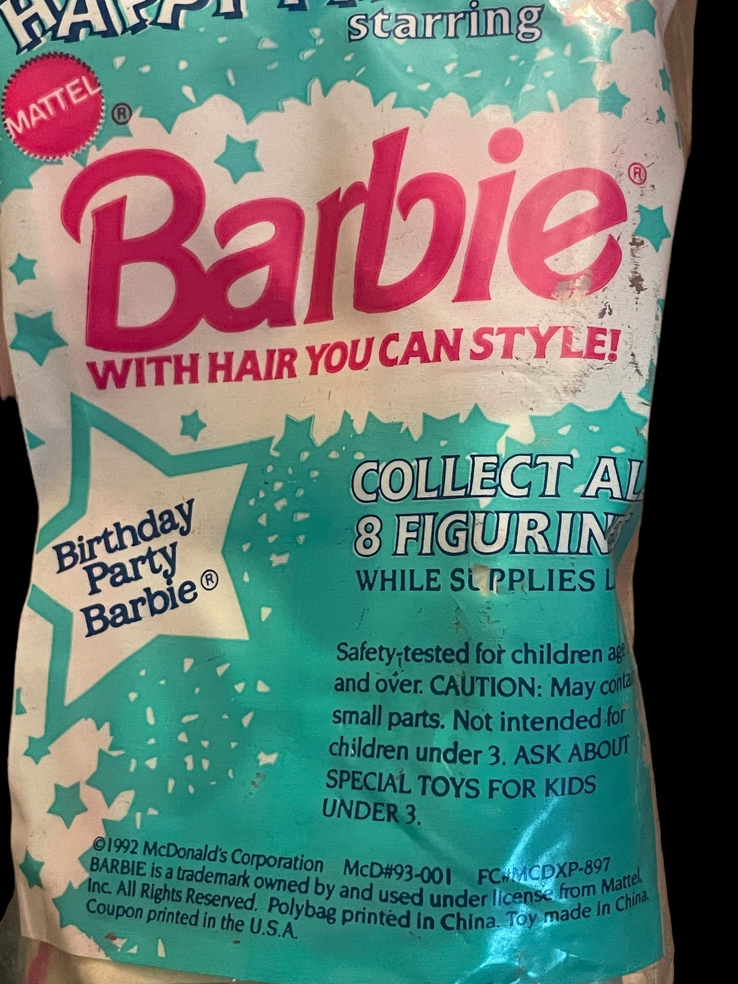 1992 Barbie Birthday Party Barbie McDonald's Happy Meal Toy