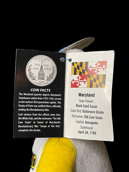 2000 Limited Treasures Maryland State Quarter Coin Bean Bear Plush