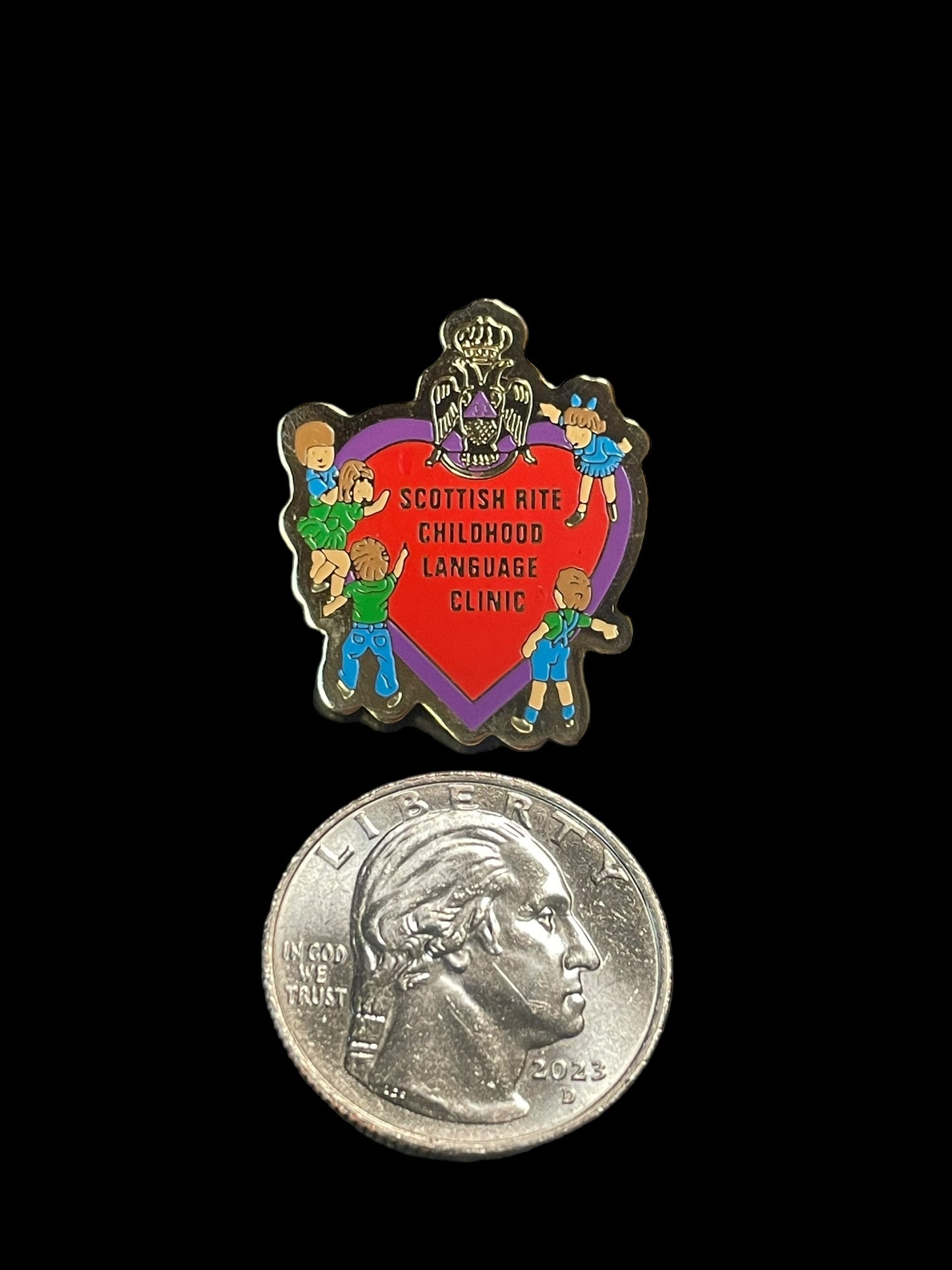 Vintage Scottish Rite Childhood Language Clinic Enamel Brooch Lapel Pin