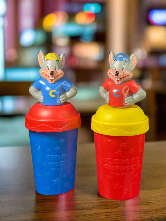 2012 Pair of Chuck E Cheese Collectible Banned Cups