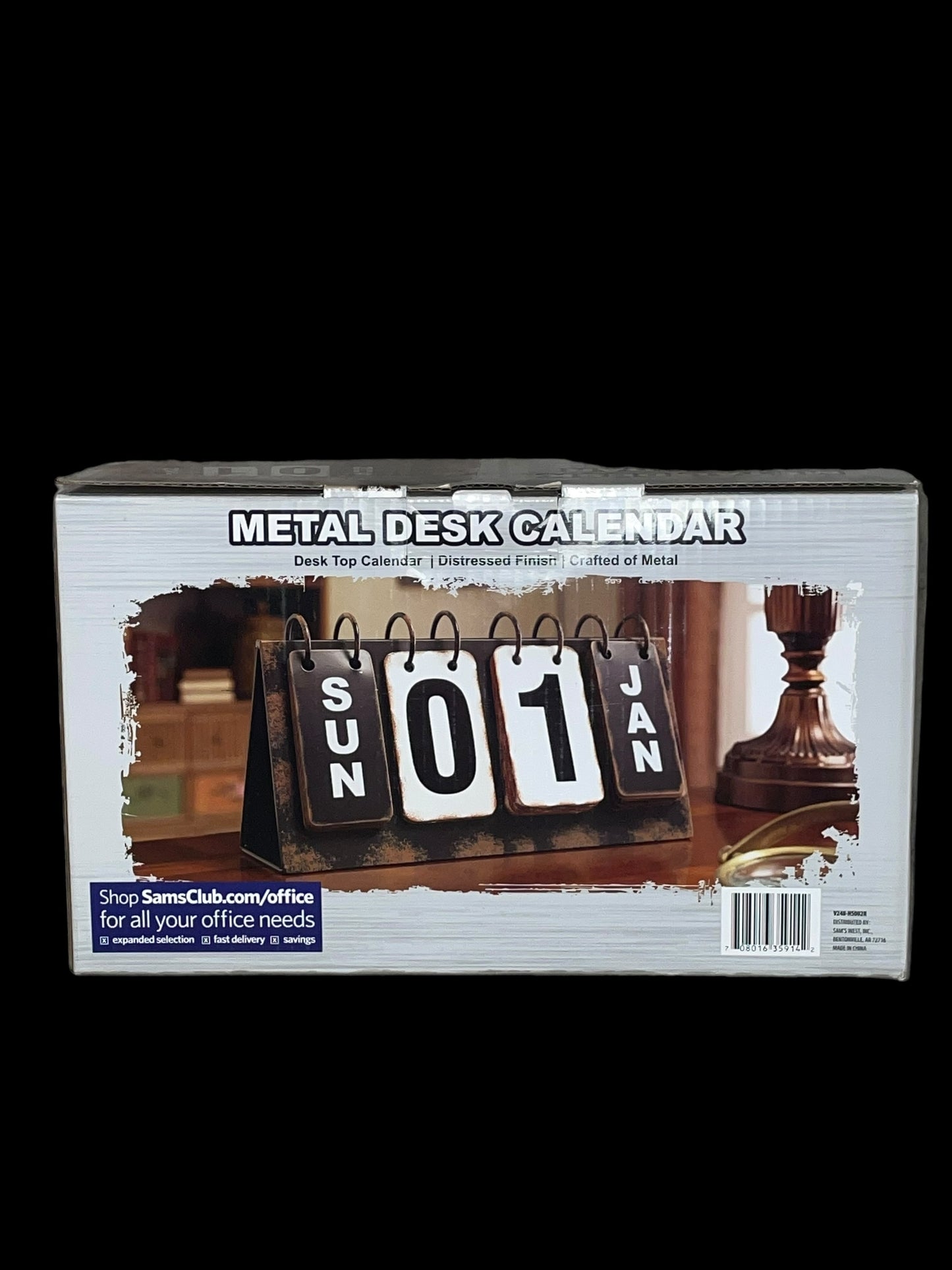 Distressed Finish Metal Desk Top Calendar New