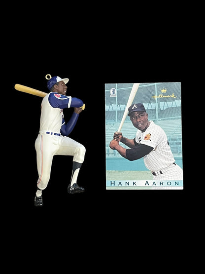 1997 Hallmark Keepsake Ornament At The Ballpark Hank Aaron With Trading Card