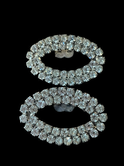 Pair of Vintage Oval Shaped Rhinestones Shoe Clips