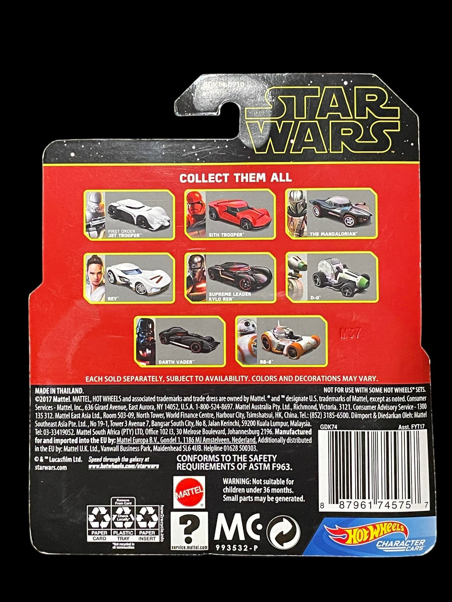 2017 Hot Wheels Star Wars Character Cars Poe Dameron