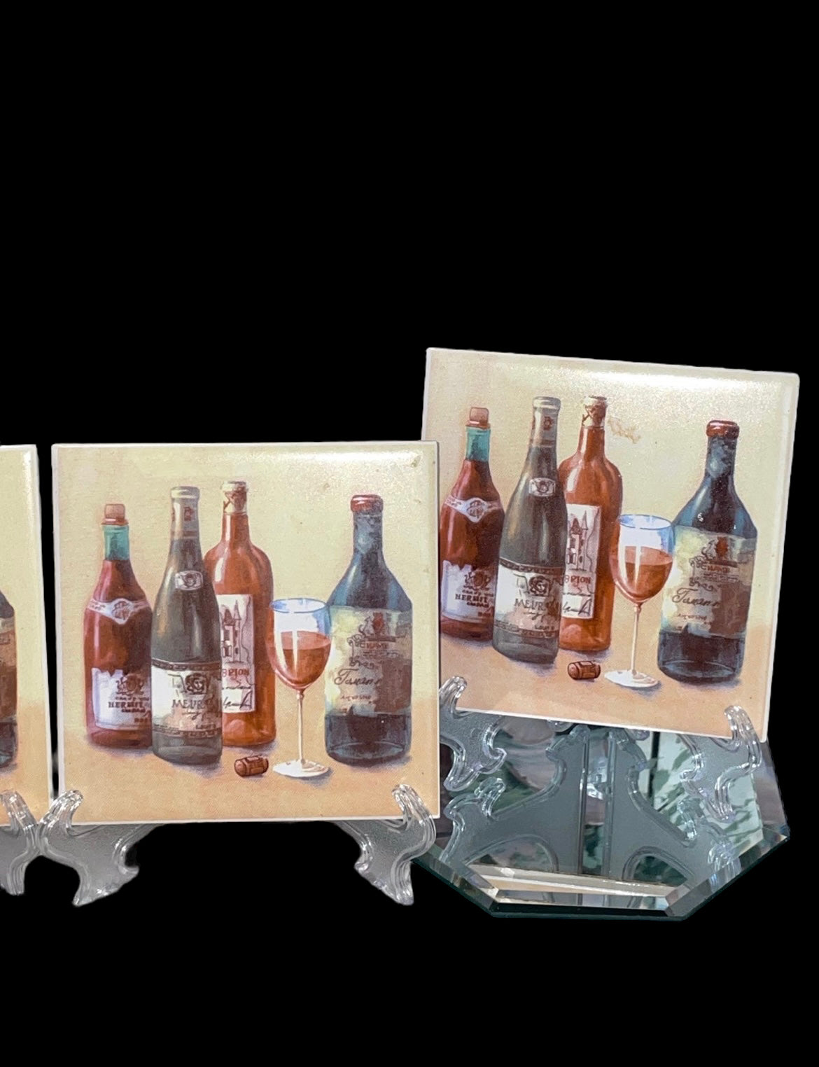 Ceramic Wine Bottles Decorative Tile Coasters