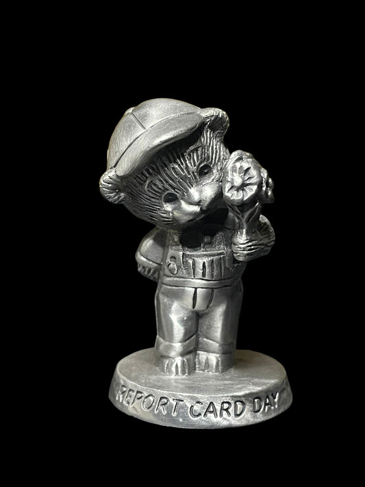 1984 Avon Fine Pewter Miniature Bear Report Card Day