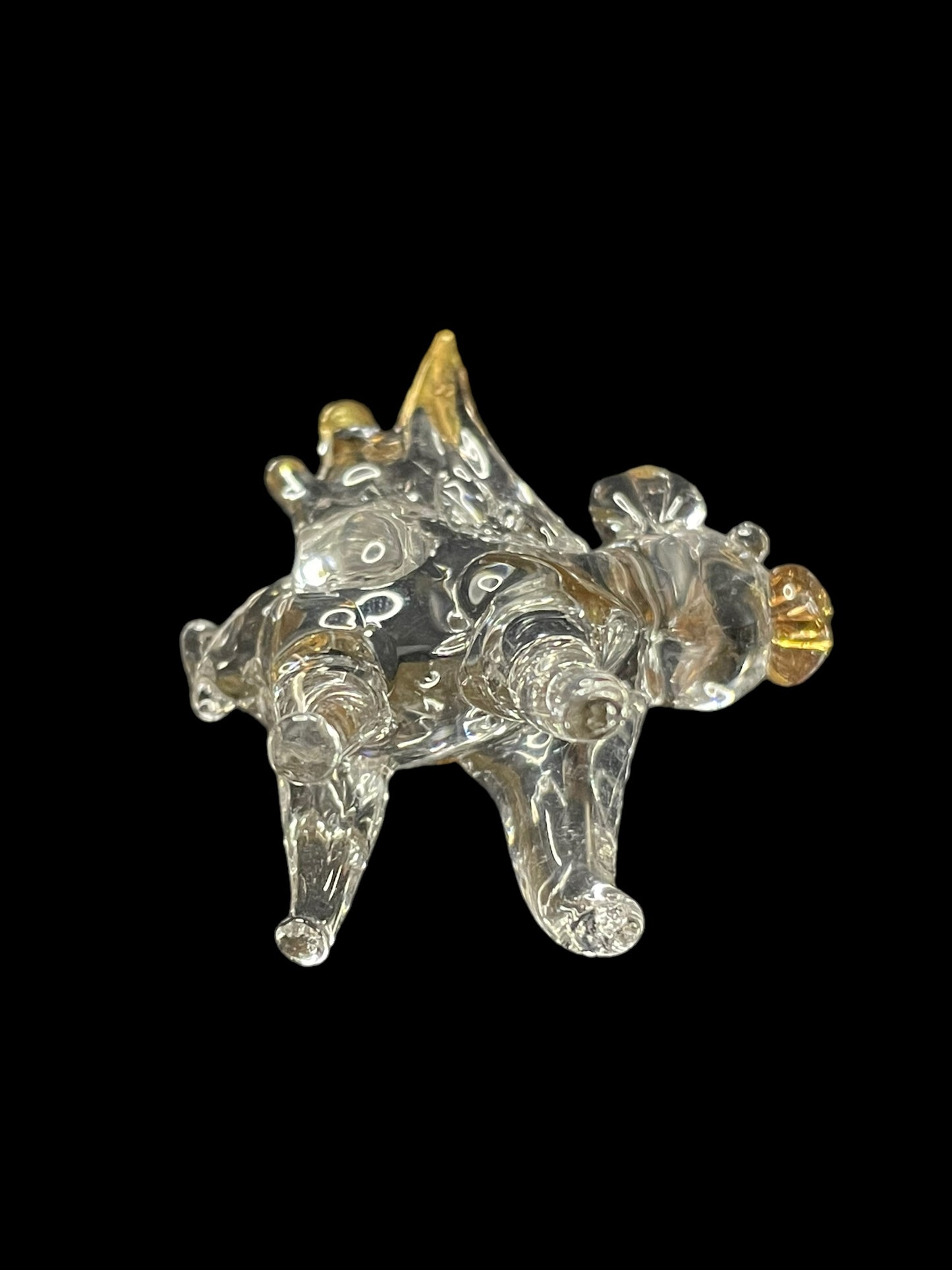 Vintage Mini Glass Crystal Flying Pig Figurine Pendant