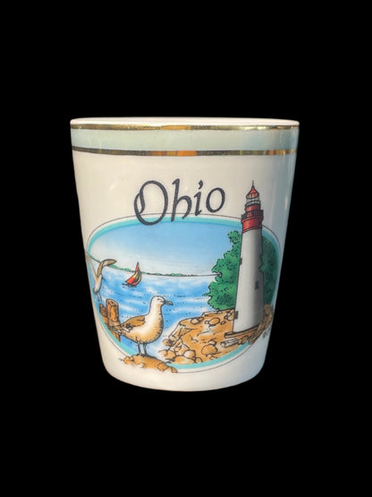 Lipco Ohio Gold Rim Ceramic Souvenir Shot Glass