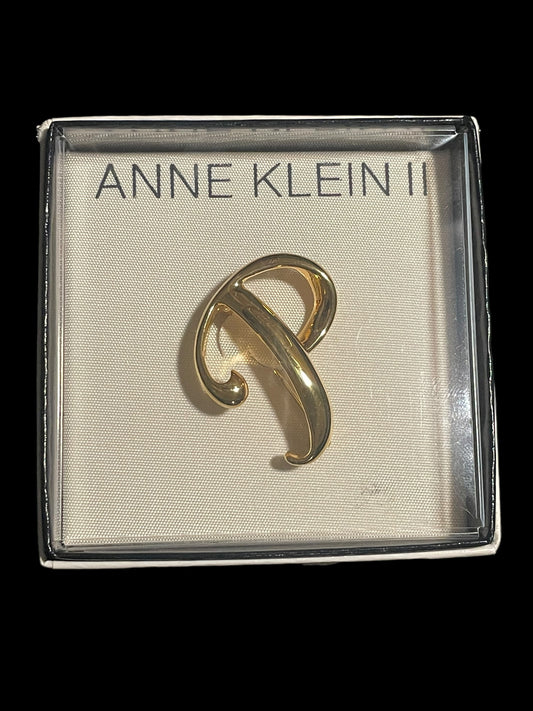 Vintage Anne Klein II Gold Tone Monogram P Brooch