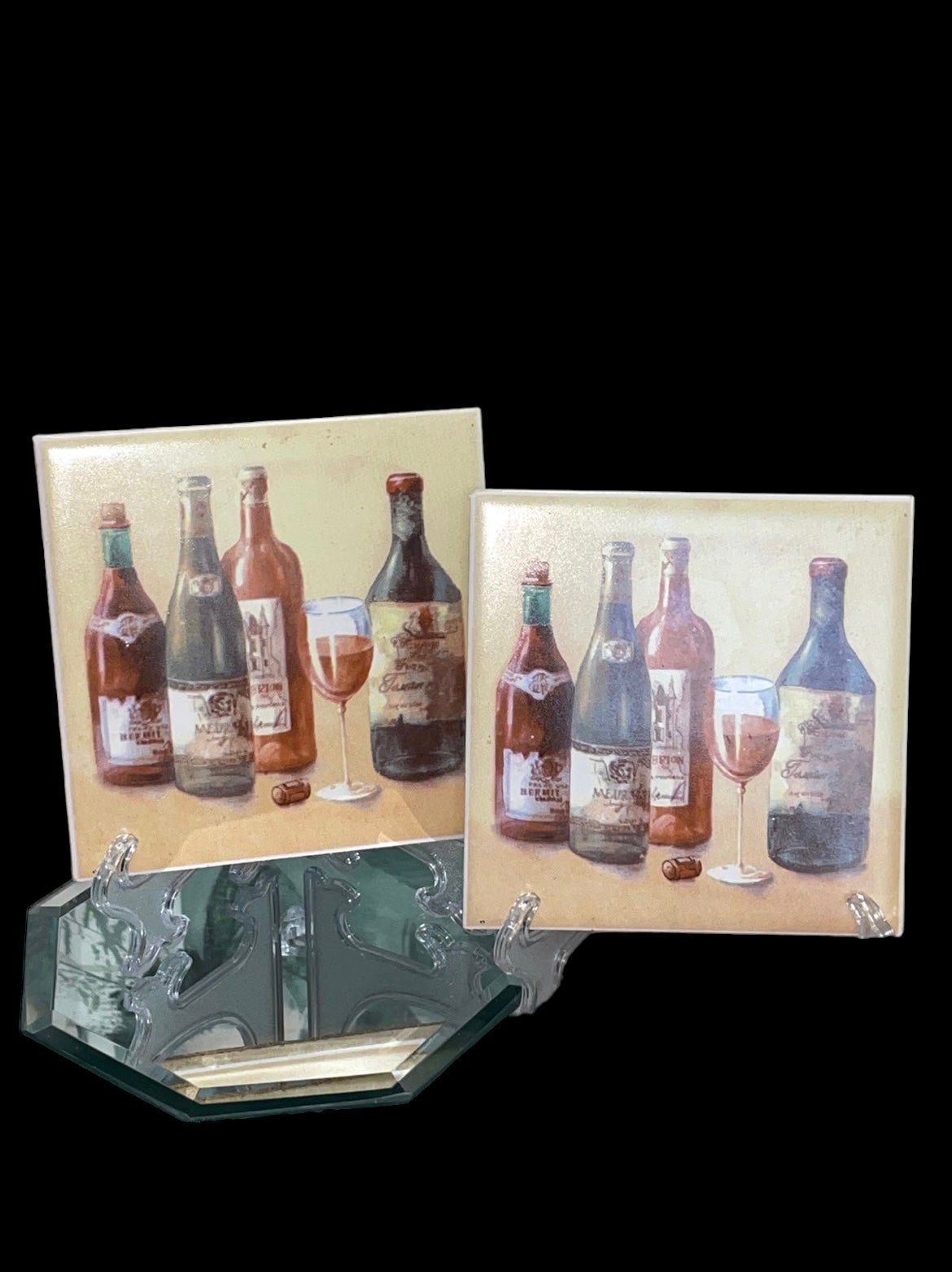 Ceramic Wine Bottles Decorative Tile Coasters