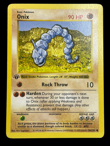 Onix 1st Edition #56 Pokemon Base Set Graded NM MINT 8