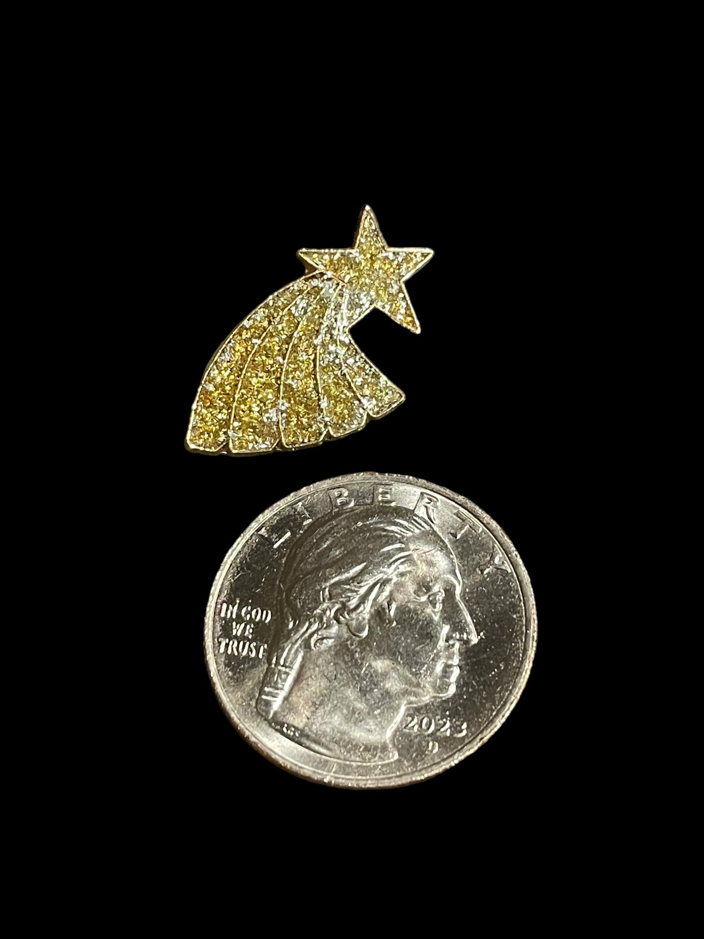 Vintage Gold Glitter Shooting Star Enamel Brooch Pin