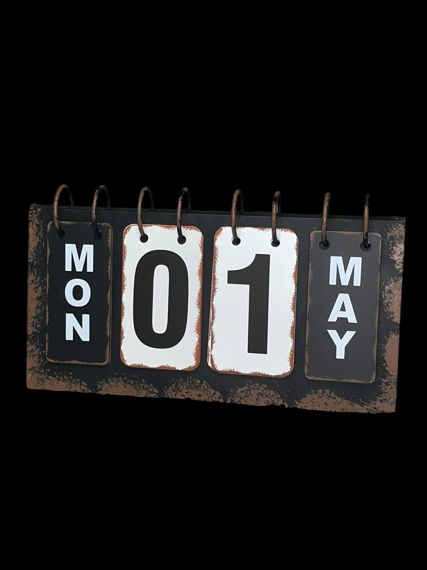 Distressed Finish Metal Desk Top Calendar New