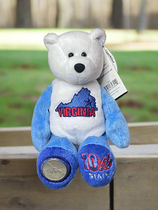 2000 Limited Treasures Virginia State Quarter Coin Bean Bear Plush