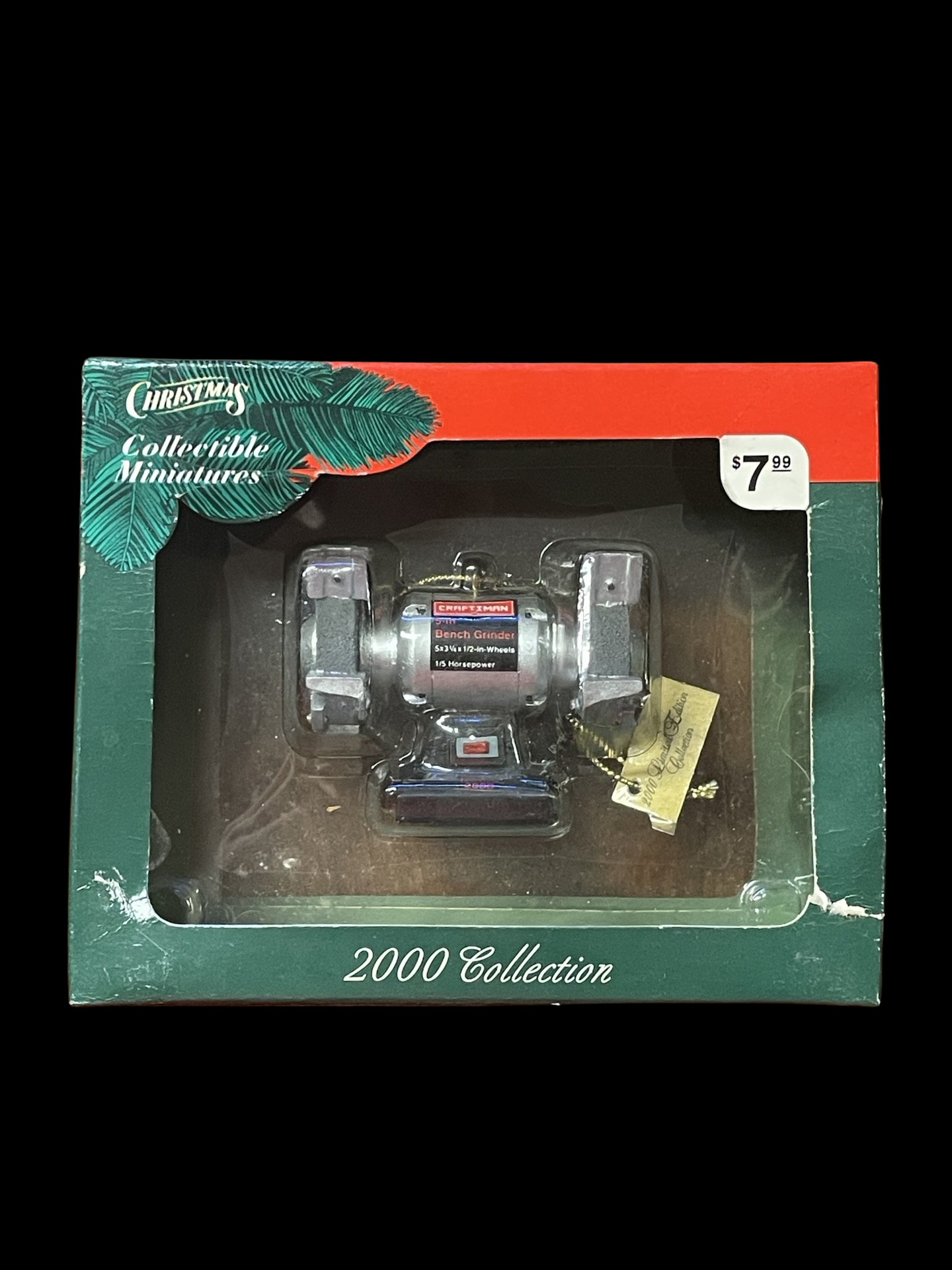 2000 Mr Christmas Ornament Craftsman 5in Bench Grinder