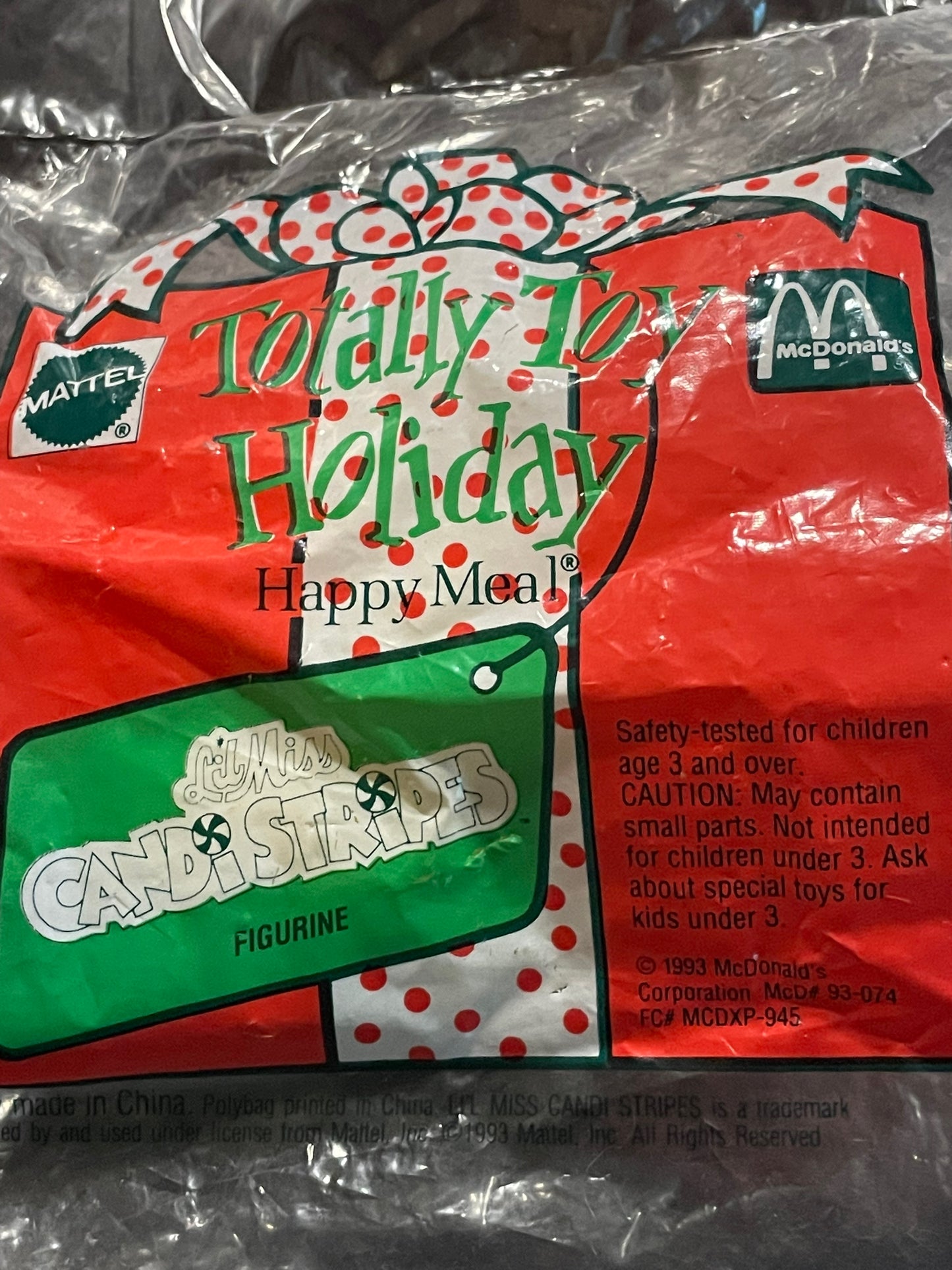 1993 Totally Toy Holiday Lil Miss Candy Stripe McDonald's Happy Meal Toy