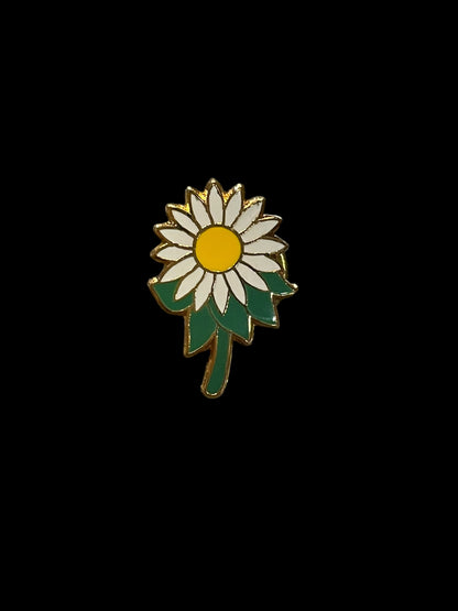 Vintage White Daisy Flower Enamel Brooch Pin