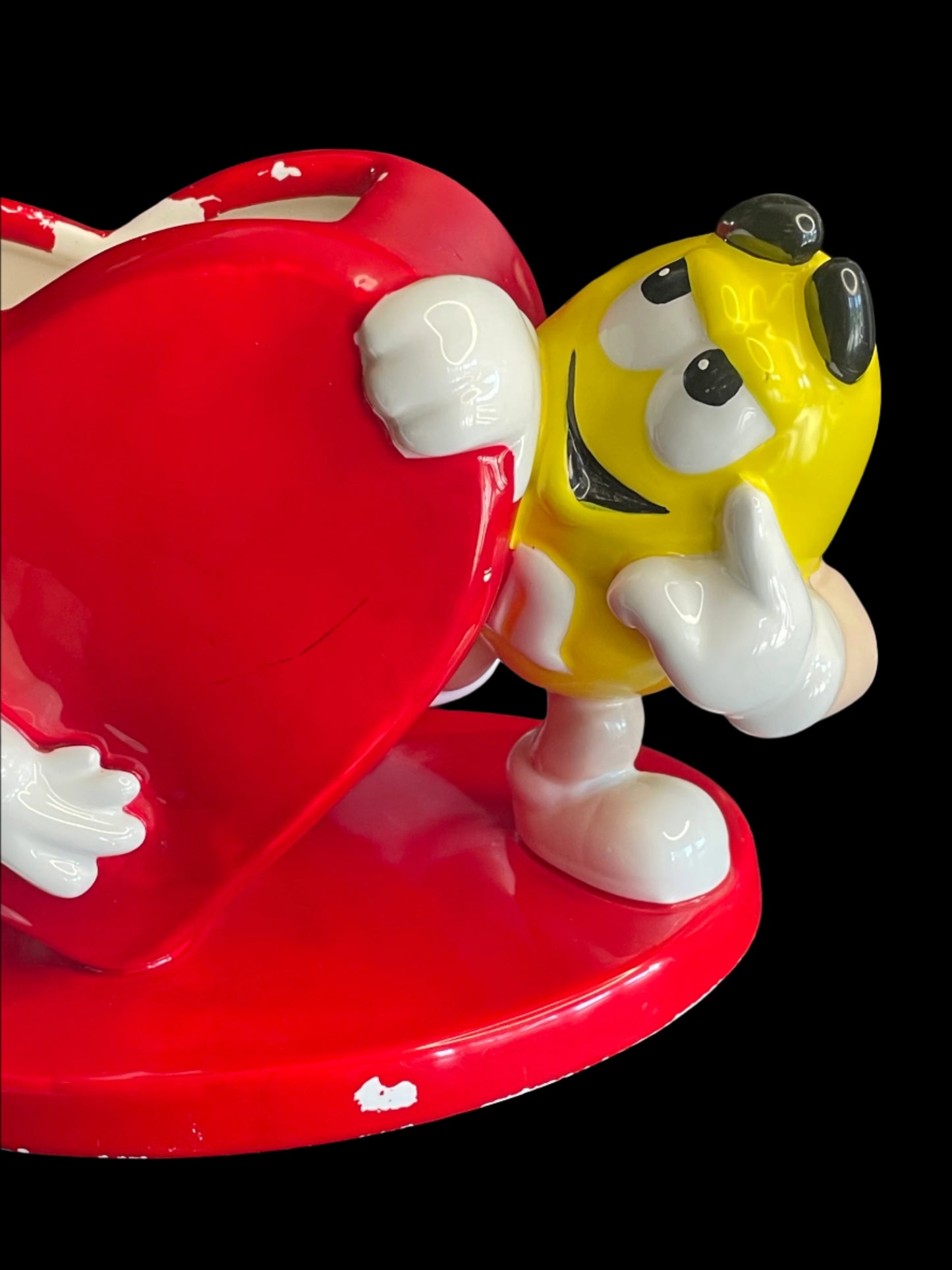 M&M Green & Yellow FTD Ceramic Valentine's Red Heart Vase or Planter