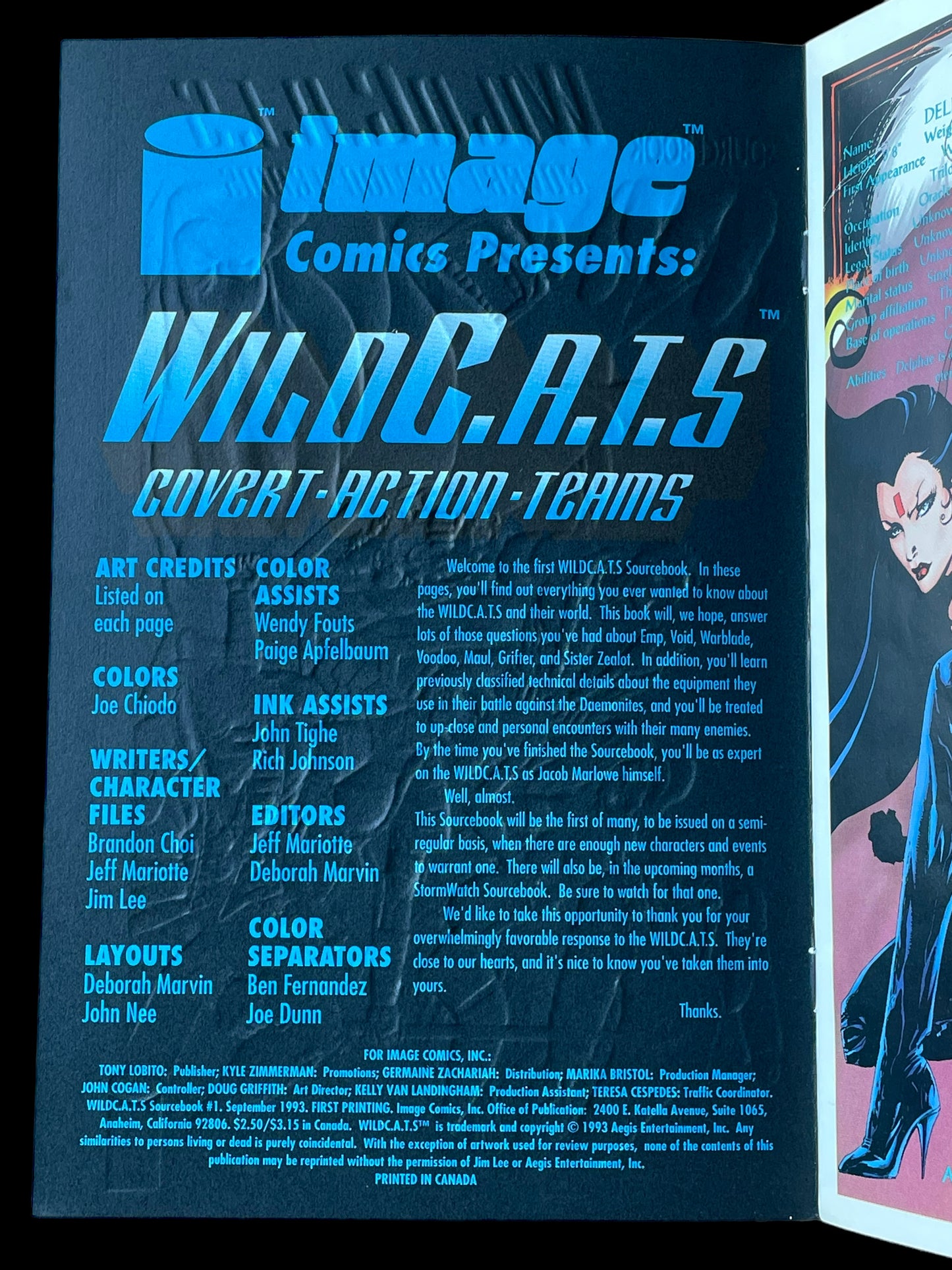 WILDC.A.T.S #1 Sourcebook Image Comics Book