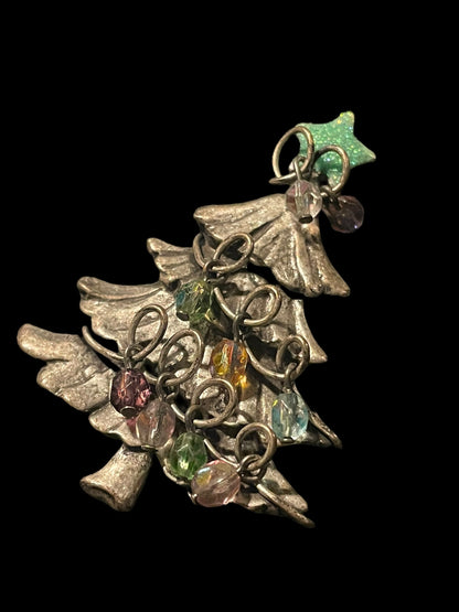 80's Pewter Christmas Tree Brooch