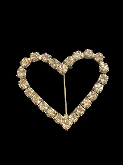 Vintage Rhinestone Heart Shaped Brooch