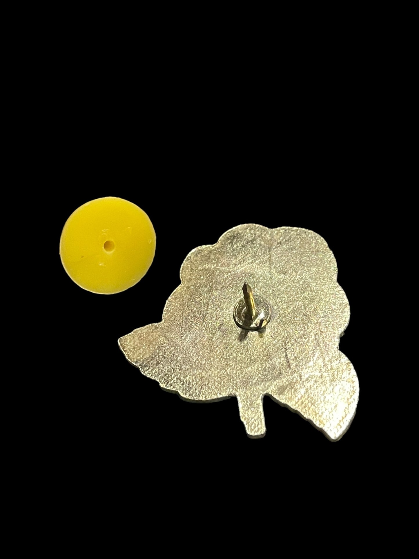 Vintage Sunny Yellow Rose with Gold Lining Enamel Brooch Pin