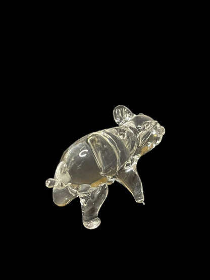 Vintage Mini Glass Crystal Pig Figurine