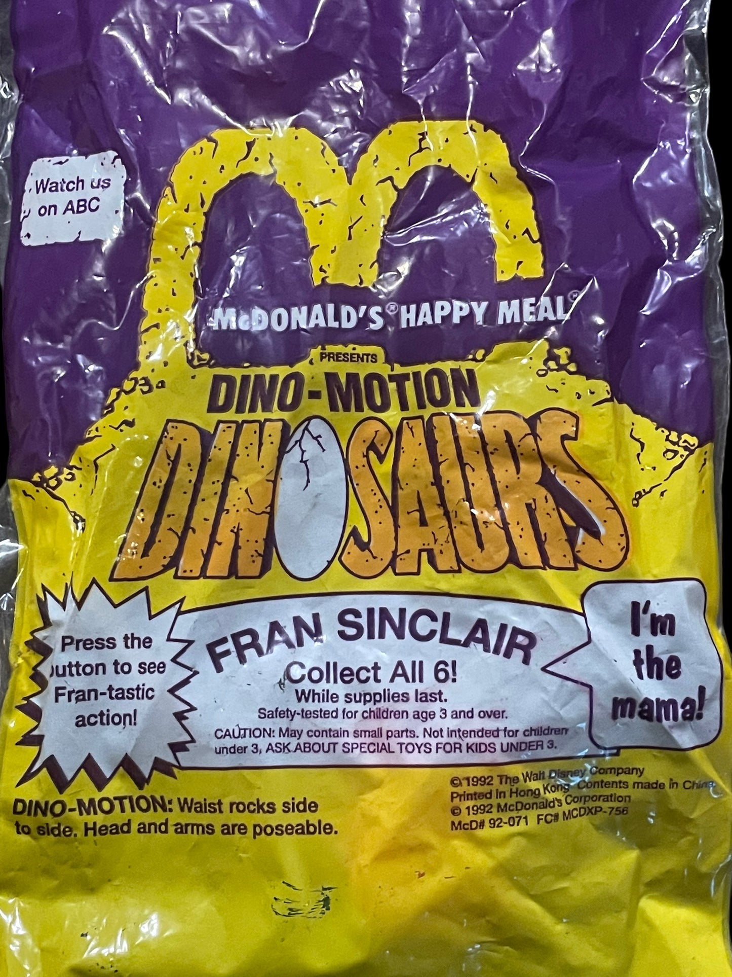 1993 Dinosaur Complete Set w/ U3 McDonald's Happy Meal Toy