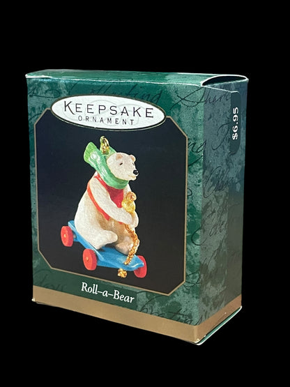 1999 Hallmark Keepsake Ornament Roll-A-Bear Diecast-Metal Mini