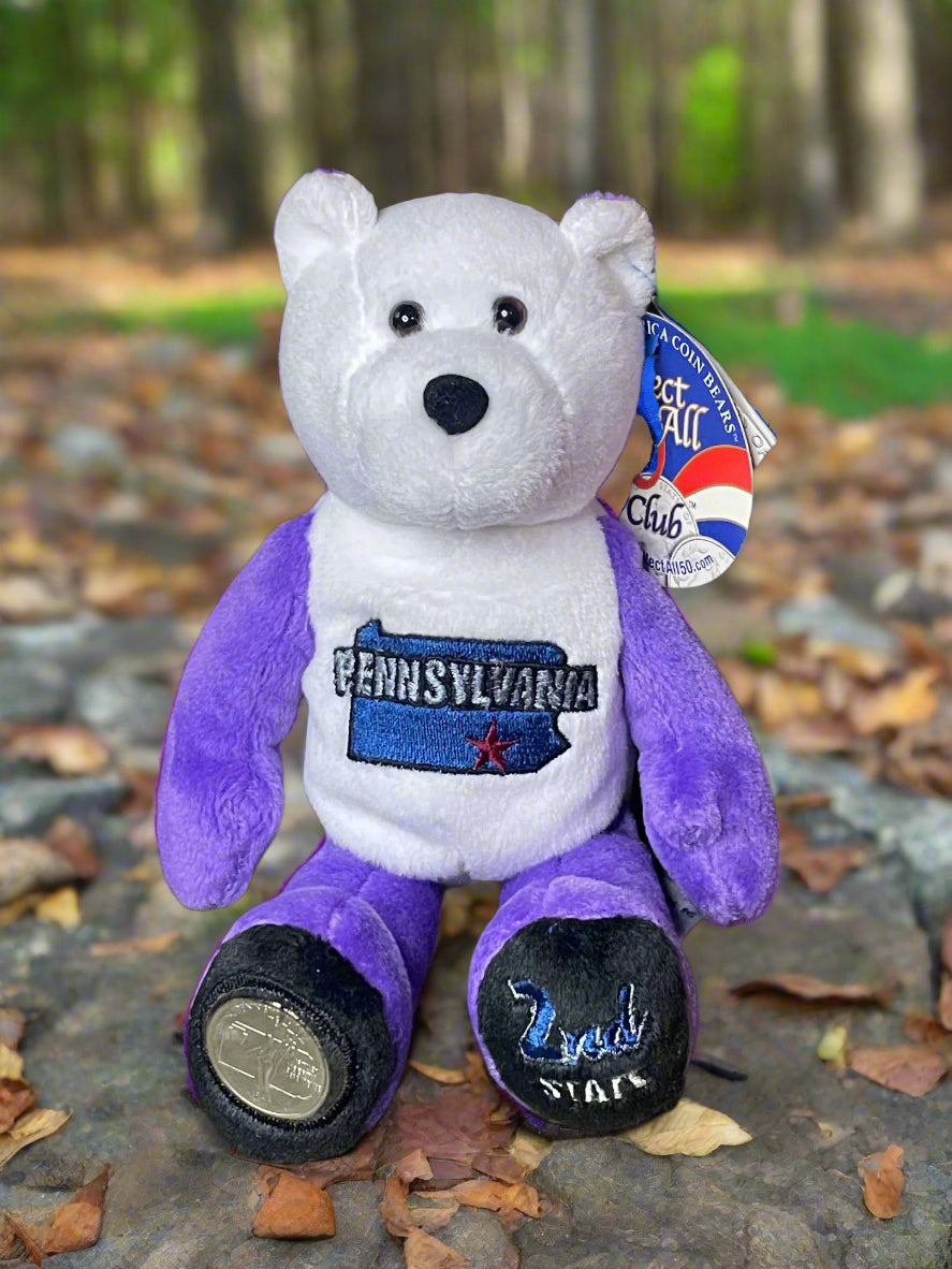 1999 Limited Treasures Pennsylvania State Quarter Coin Bean Bear Plush