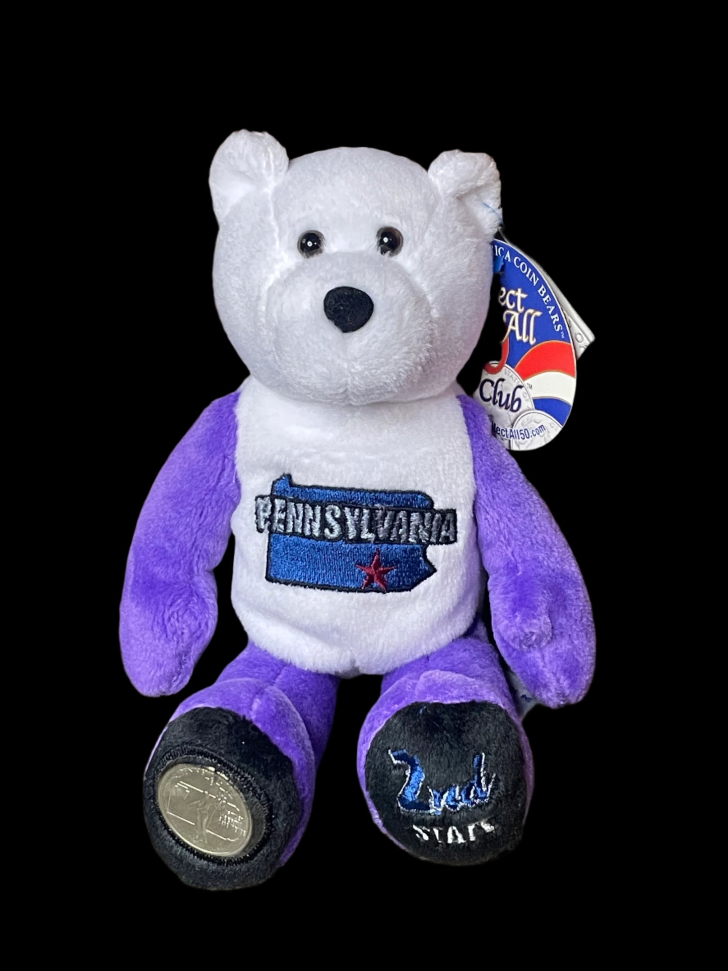 1999 Limited Treasures Pennsylvania State Quarter Coin Bean Bear Plush